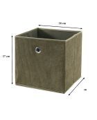 Cube pliable tissu velours côtelé kaki - H.27 cm