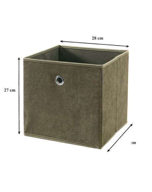 Cube pliable tissu velours côtelé kaki - H.27 cm