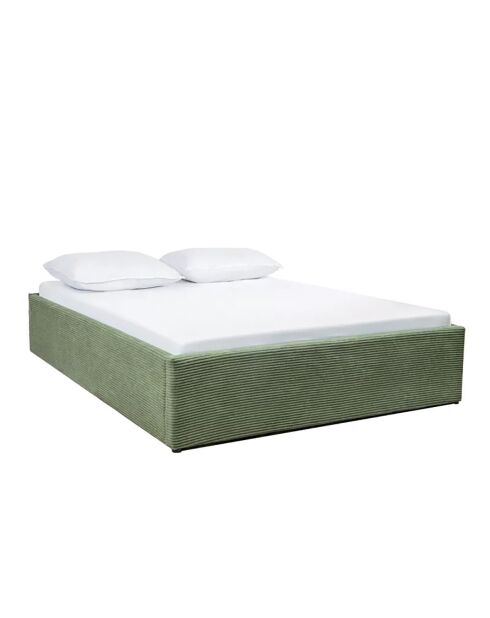 Romy kofferbed in corduroy in groene en zwarte kleuren - 140 x 190 cm