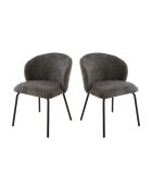 Lot de 2 chaises Vesper tissu chiné et pieds métal coloris gris foncé et noir