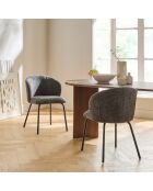 Lot de 2 chaises Vesper tissu chiné et pieds métal coloris gris foncé et noir