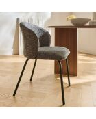 Lot de 2 chaises Vesper tissu chiné et pieds métal coloris gris foncé et noir