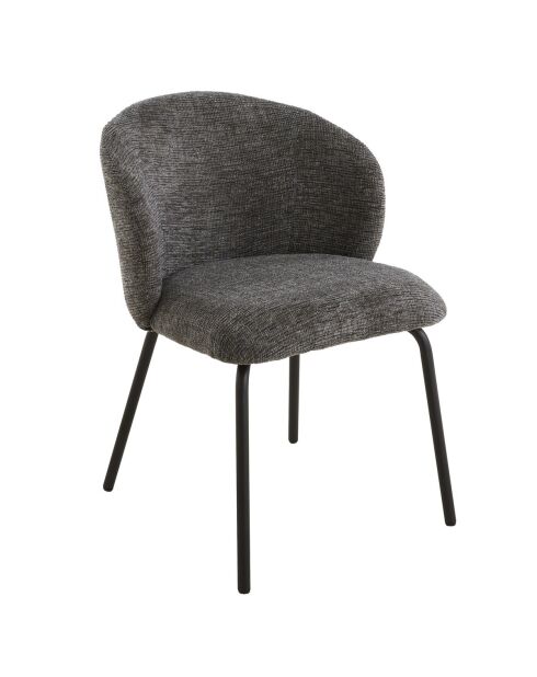 Lot de 2 chaises Vesper tissu chiné et pieds métal coloris gris foncé et noir