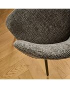 Lot de 2 chaises Vesper tissu chiné et pieds métal coloris gris foncé et noir