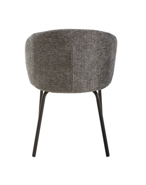 Lot de 2 chaises Vesper tissu chiné et pieds métal coloris gris foncé et noir
