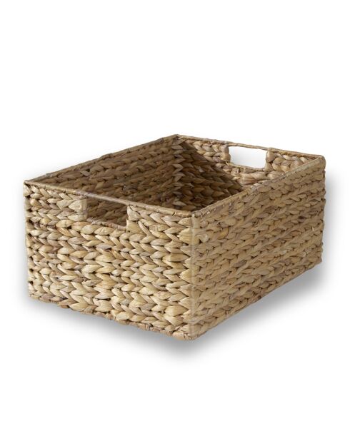 Panier en jacinthe d'eau armature métal - H.20 cm