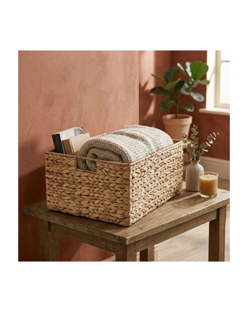 Panier en jacinthe d'eau armature métal - H.20 cm