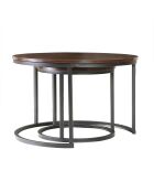 Lot de 2 tables basses Lenny gigognes rondes coloris bois foncé et noir - L.70 cm