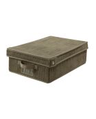 Boîte rangement Kaki avec couvercle en velours côtelé - L.31.5 cm