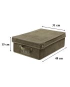 Boîte rangement Kaki avec couvercle en velours côtelé - L.31.5 cm