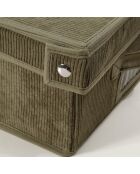 Boîte rangement Kaki avec couvercle en velours côtelé - L.31.5 cm