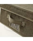 Boîte rangement Kaki avec couvercle en velours côtelé - L.31.5 cm
