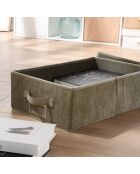 Boîte rangement Kaki avec couvercle en velours côtelé - L.31.5 cm