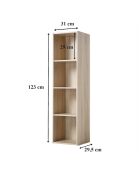 Estante de almacenamiento Cases 4, decoración de madera clara, H.122 cm