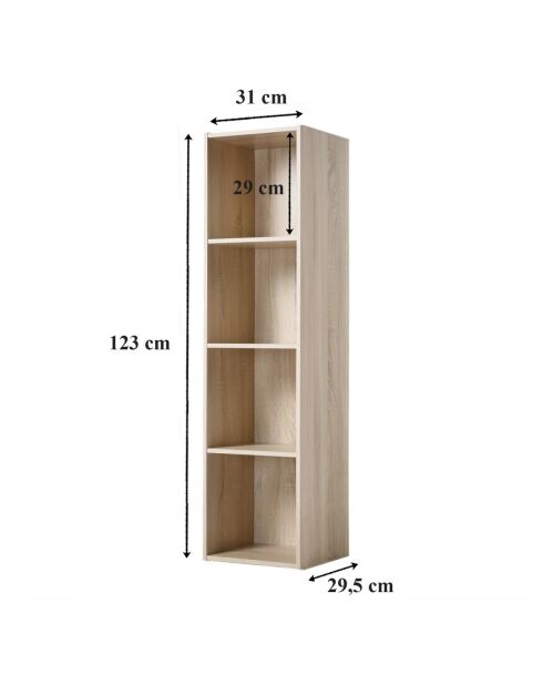 Estante de almacenamiento Cases 4, decoración de madera clara, H.122 cm