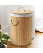 Panier à linge Ysa rond en bambou 60 L - H.50 cm
