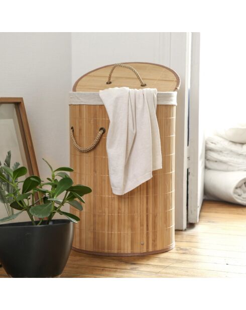 Panier à linge Ysa rond en bambou 60 L - H.50 cm