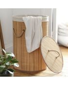 Panier à linge Ysa rond en bambou 60 L - H.50 cm
