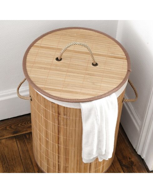 Panier à linge Ysa rond en bambou 60 L - H.50 cm
