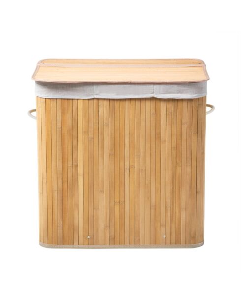 Panier à linge Ysa 150 L en bambou 3 compartiments - H.60 cm
