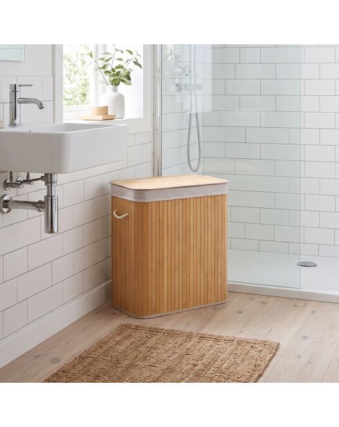 Panier à linge Ysa 150 L en bambou 3 compartiments - H.60 cm