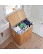 Panier à linge Ysa 150 L en bambou 3 compartiments - H.60 cm