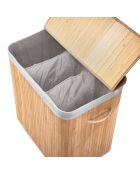 Panier à linge Ysa 150 L en bambou 3 compartiments - H.60 cm