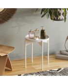 Tavolino Cole con piano rotondo in metallo bianco - H.57 cm
