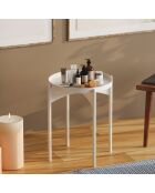 Tavolino Cole con piano rotondo in metallo bianco - H.57 cm