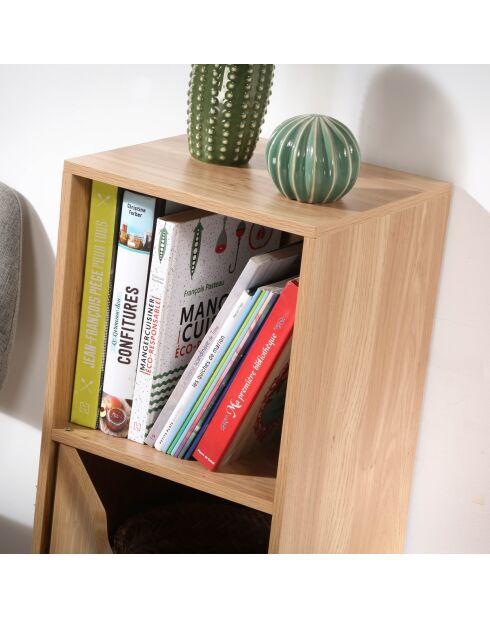 Armario Modu de 3 compartimentos con puerta decorativa de madera marrón claro