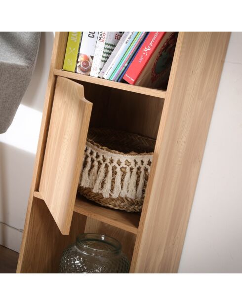 Armario Modu de 3 compartimentos con puerta decorativa de madera marrón claro