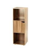 Armario Modu de 3 compartimentos con puerta decorativa de madera marrón claro