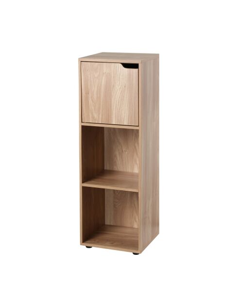 Armario Modu de 3 compartimentos con puerta decorativa de madera marrón claro
