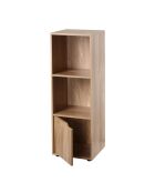 Armario Modu de 3 compartimentos con puerta decorativa de madera marrón claro