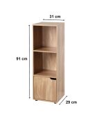 Armario Modu de 3 compartimentos con puerta decorativa de madera marrón claro