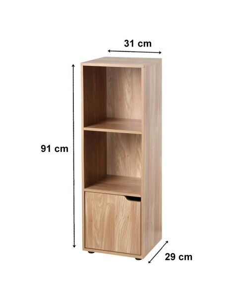 Armario Modu de 3 compartimentos con puerta decorativa de madera marrón claro