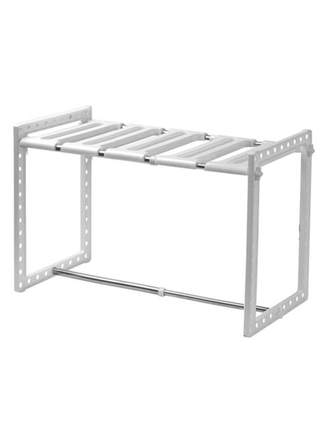 Étagère 1 niveau sous évier extensible blanche - L.38 à 65 cm