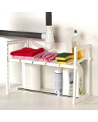 Étagère 1 niveau sous évier extensible blanche - L.38 à 65 cm