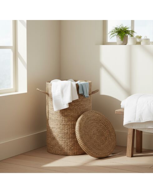 Panier à linge en jonc de mer naturel
