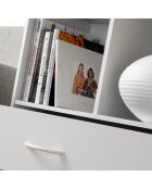 Estante de almacenamiento de 4 compartimentos con un cajón blanco