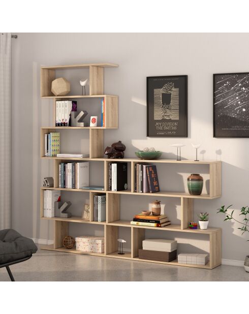 Athena Regal mit 3 Ebenen in hellem Holzdekor - L.110 cm
