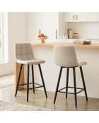Hocker Sia, gepolstert mit beigem meliertem Stoff, 2er-Set, H.94 cm