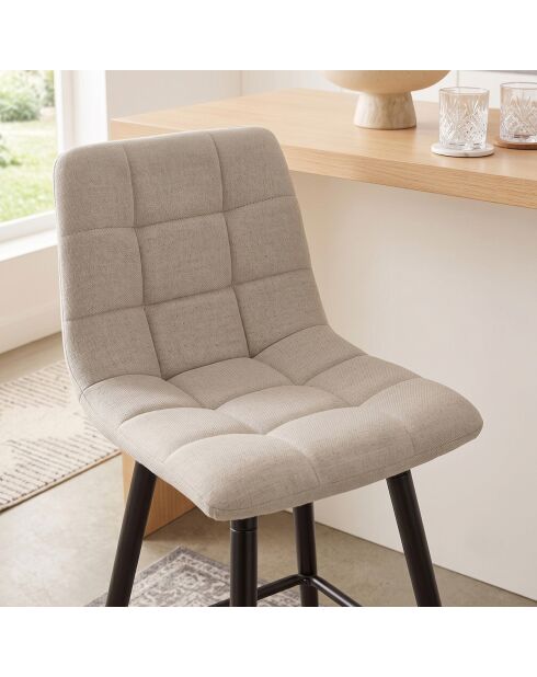 Tabourets Sia rembourrés en tissu chiné beiges, lot de 2 - H.94 cm