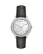 Montre Sage MK4821 en acier grise, bracelet en cuir noir