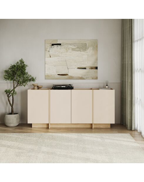 Credenza a 4 ante in onice con decoro in cachemire e rovere - L.180 cm