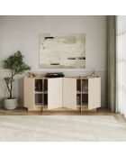 Credenza a 4 ante in onice con decoro in cachemire e rovere - L.180 cm