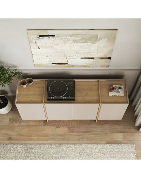 Credenza a 4 ante in onice con decoro in cachemire e rovere - L.180 cm