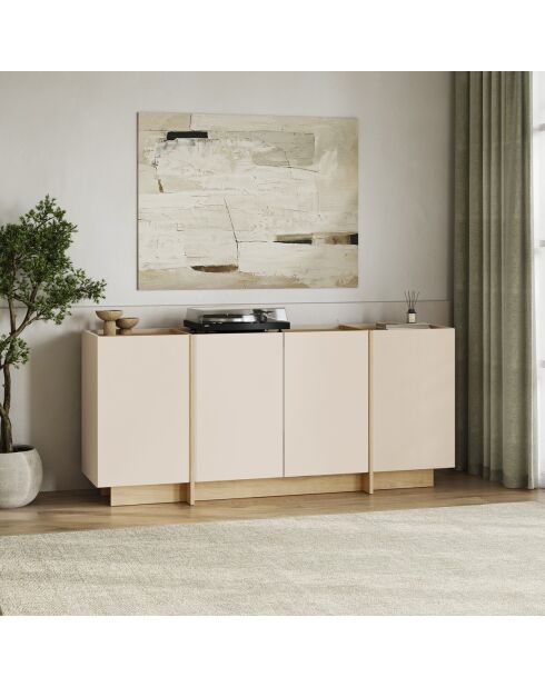 Credenza a 4 ante in onice con decoro in cachemire e rovere - L.180 cm