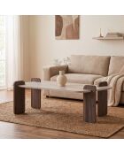 Tavolino rettangolare Elia con bordi arrotondati nei colori legno chiaro e legno scuro - L.120 cm