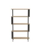 Estante alto Eklo de 5 niveles con efecto madera y laterales de metal negro, H.174 cm